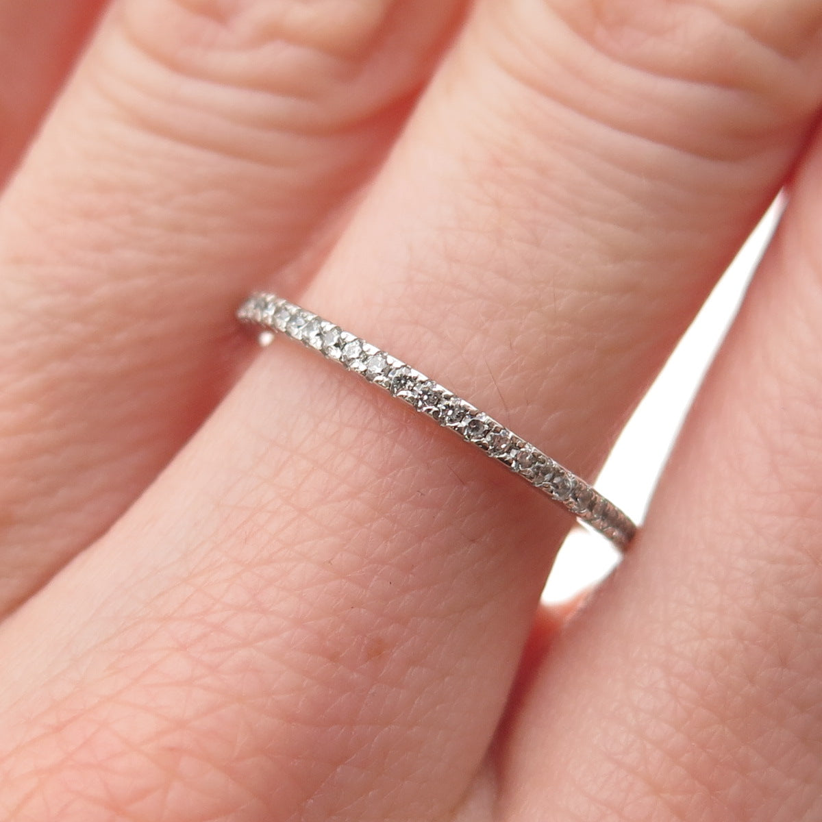 925 Sterling Silver Round-Cut C Z Eternity Stackable Band Ring Size 6.75
