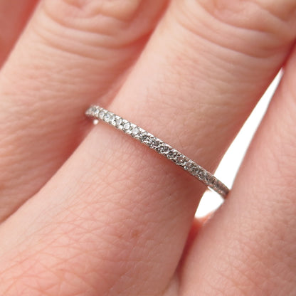 925 Sterling Silver Round-Cut C Z Eternity Stackable Band Ring Size 6.75