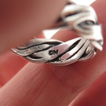 Charles Winston 925 Sterling Silver Vintage Woven Oxidized Band Ring Size 6