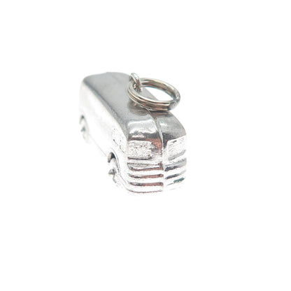 925 Sterling Silver Vintage Retro Volkswagen Bus Minimalist 3D Charm Pendant