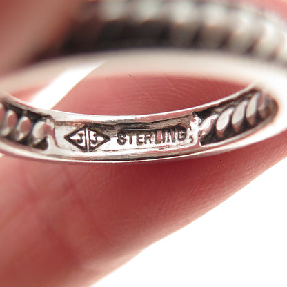 Judith Jack 925 Sterling Silver Vintage Ribbed Oxidized Band Ring Size 7.25