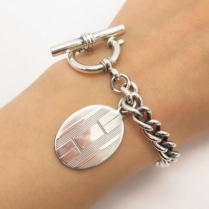 925 Sterling Silver Vintage Cable Link Bracelet 7"