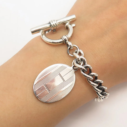 925 Sterling Silver Vintage Cable Link Bracelet 7"