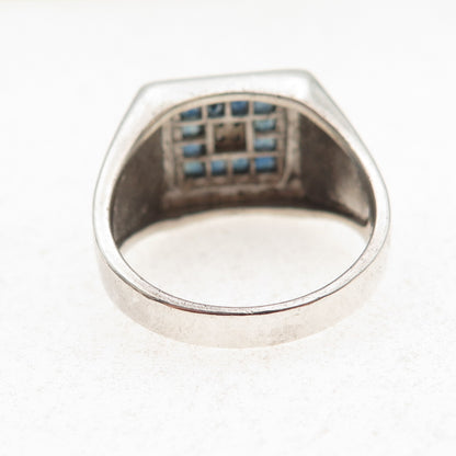 Stauer 925 Sterling Silver Vintage Real Diamond & Sapphire Ring Size 9