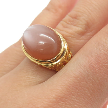 CID Clyde Duneier Sterling Silver Gold Plated Optic Fiber Cat Eye Ring Size 7.25
