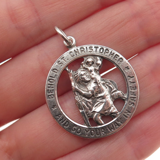 Chapel 925 Sterling Silver Antique Art Deco St. Christopher Charm Pendant