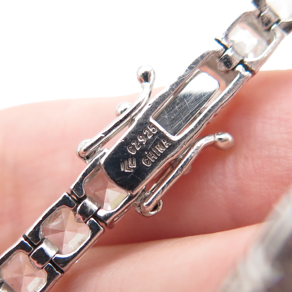 925 Sterling Silver Asscher-Cut C Z Tennis Link Bracelet 7.5"