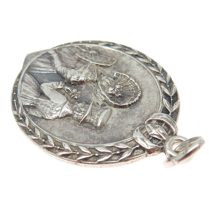 800 Silver Antique Art Deco Romantic Scene Pendant