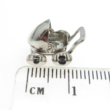 925 Sterling Silver Vintage Baby Carriage Minimalist 3D Charm Pendant