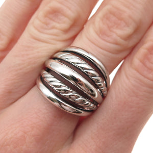 Ted Ott 925 Sterling Silver Vintage Italy Modernist 5-Row Oxidized Ring Size 8