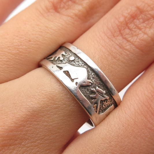 925 Sterling Silver Vintage Shube Corrida Band Ring Size 8