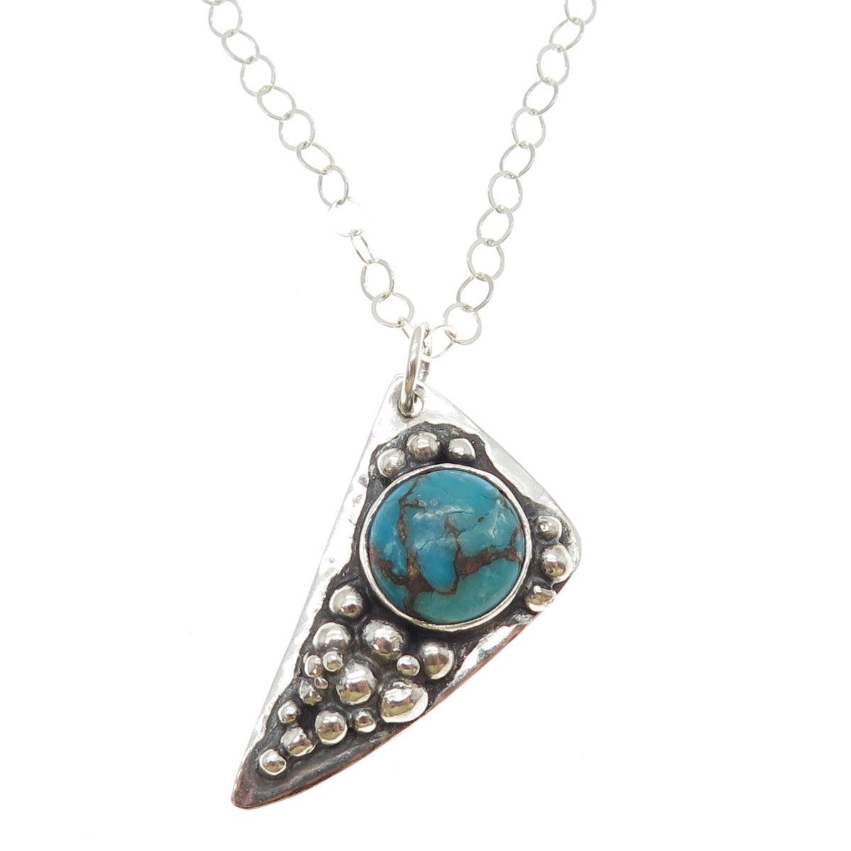 KATHERINE LINCOLN 925 Sterling Silver Vintage Turquoise Modernist Necklace 18"