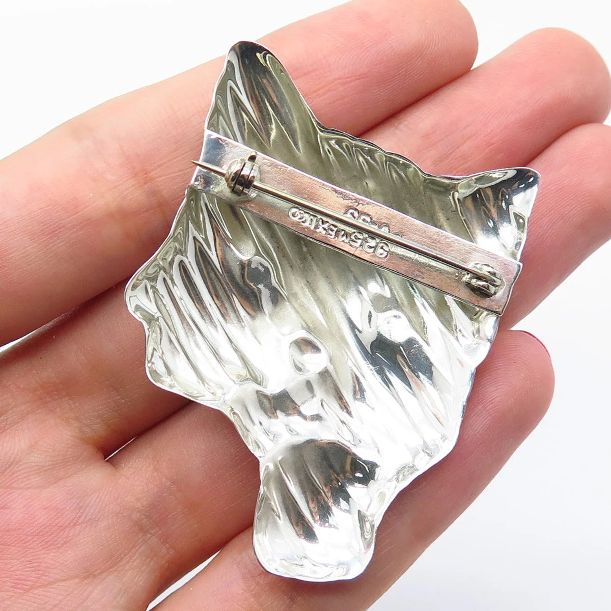 925 Sterling Silver Vintage Mexico Modernist Ribbed Pin Brooch