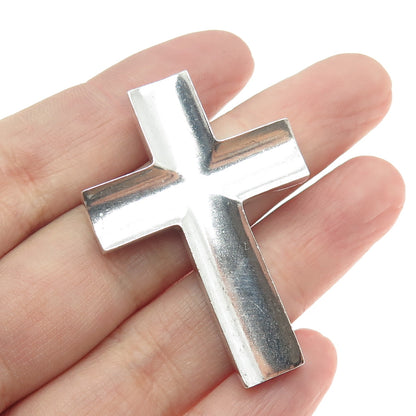 925 Sterling Silver Vintage Cross Modernist Slide Pendant