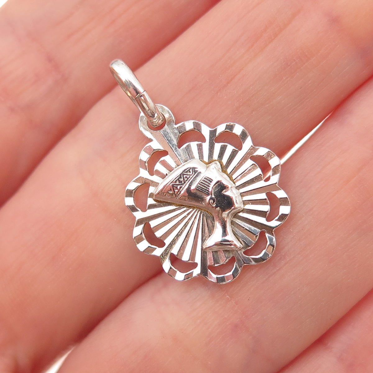 Vior 925 Sterling Silver Vintage Italy Nefertiti Egyptian Charm Pendant