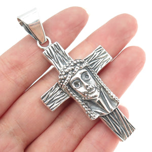 950 Silver Vintage Jesus Cross Oxidized Pendant