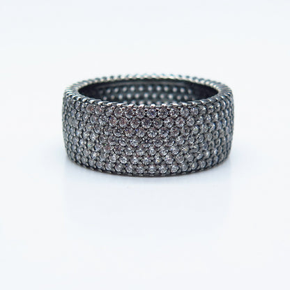 925 Sterling Silver C Z Band Ring Size 9.25