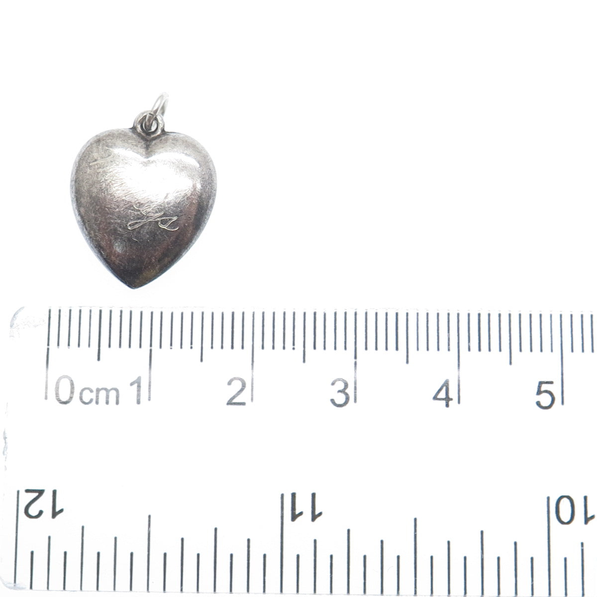 925 Sterling Silver Antique Art Deco Chatelaine Heart Minimalist Charm Pendant