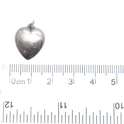 925 Sterling Silver Antique Art Deco Chatelaine Heart Minimalist Charm Pendant