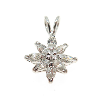 925 Sterling Silver Marquise-Cut Shaped C Z Pendant