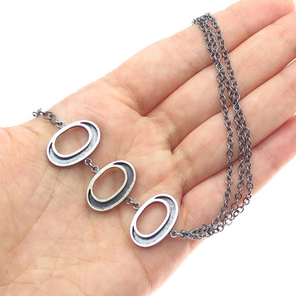 BREE 925 Sterling Silver Vintage Modernist Oxidized Cable Chain Necklace 26"