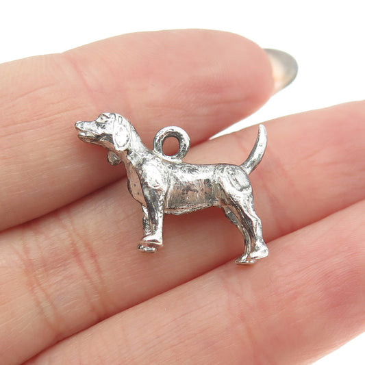 925 Sterling Silver Antique Art Deco Dog / Puppy 3D Charm Pendant