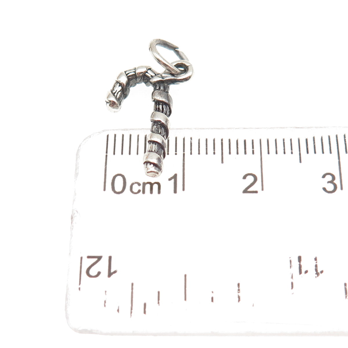 925 Sterling Silver Vintage Candy Cane Festive Christmas Mini Charm Pendant