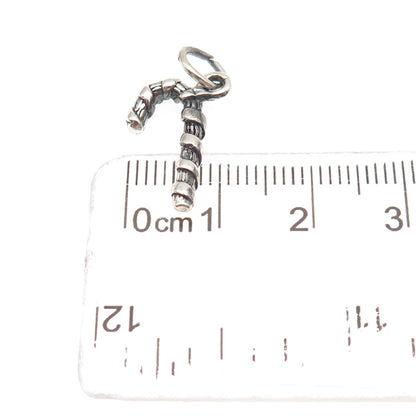 925 Sterling Silver Vintage Candy Cane Festive Christmas Mini Charm Pendant