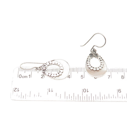 ATI Annika Witt 925 Sterling Vintage Real MOP Modernist Dotted Dangle Earrings