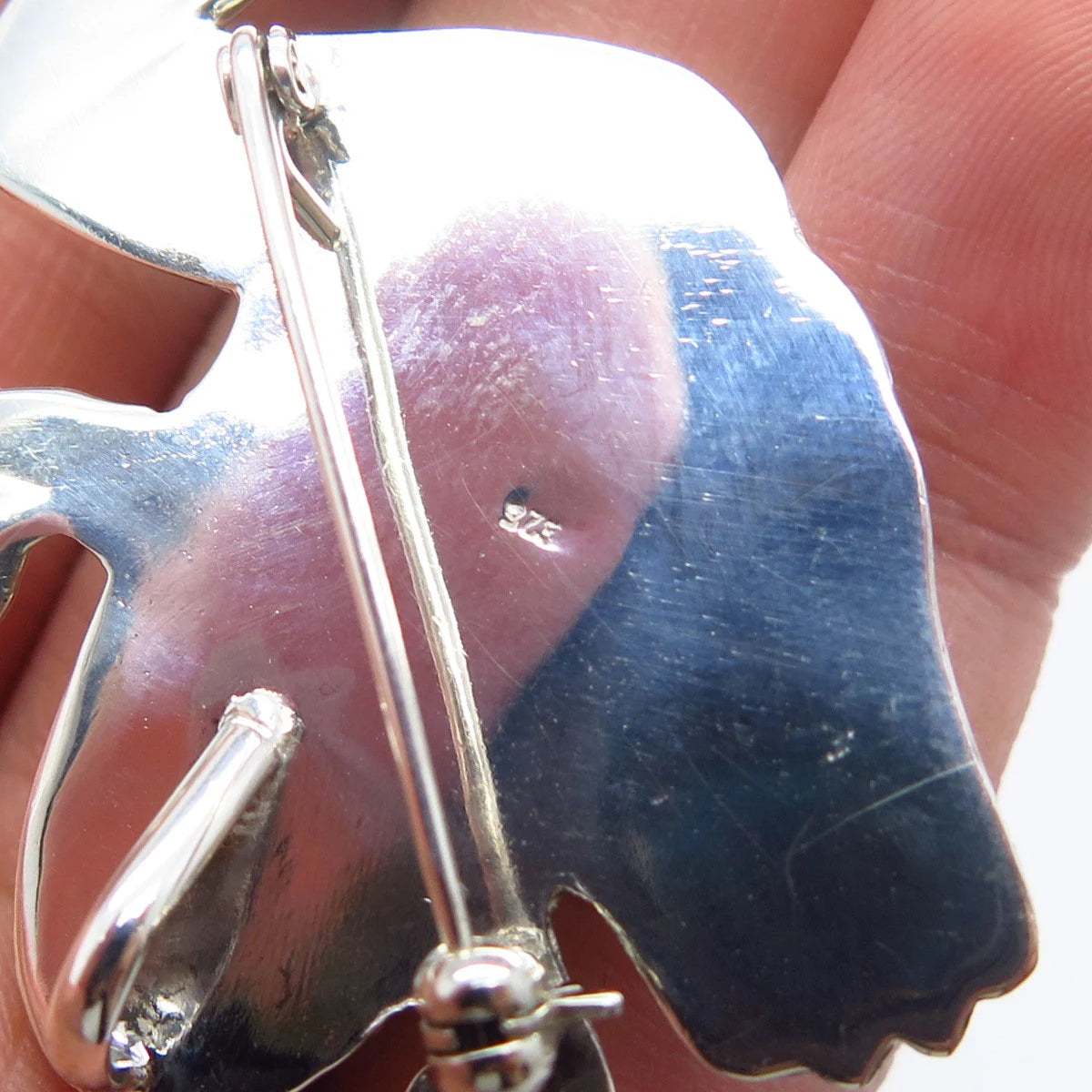 925 Sterling Silver Vintage Frog For Good Luck Pin Brooch / Pendant