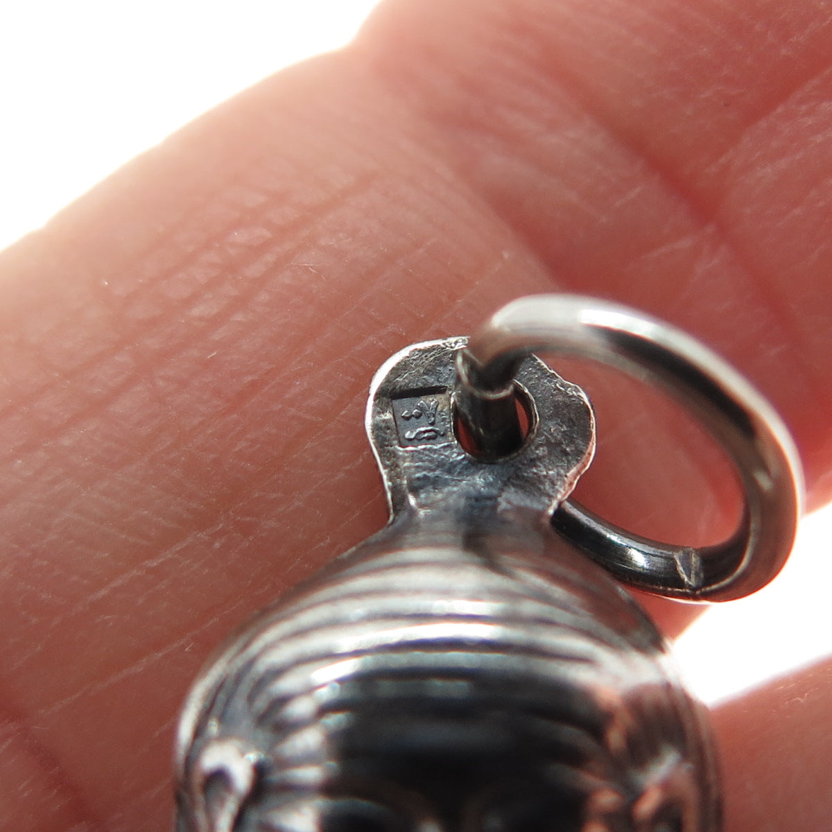 800 Silver Vintage Egyptian King Tutankhamun Oxidized 3D Pendant
