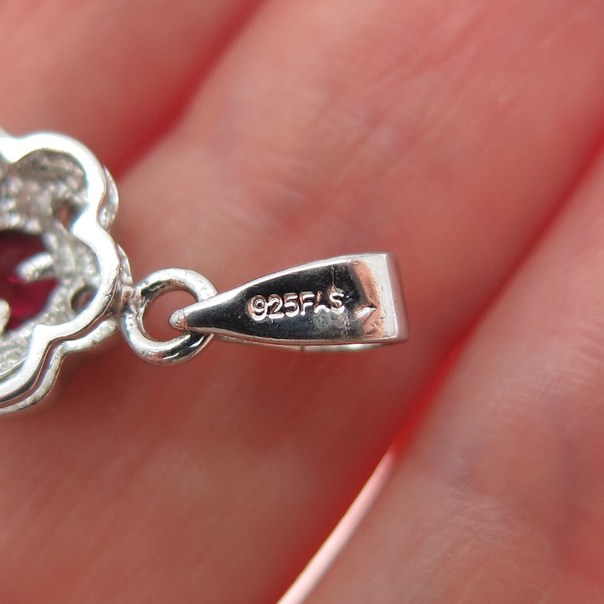 925 Sterling Silver Real Round-Cut Ruby & C Z Flower Minimalist Slide Pendant