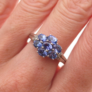 Chuck Clemency 925 Sterling Silver Real Oval-Cut Tanzanite Floral Ring Size 8.25
