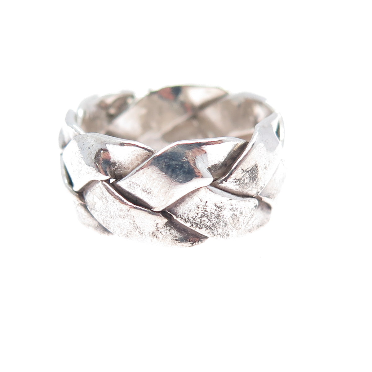 925 Sterling Silver Vintage Mexico Modernist Woven Band Ring Size 6