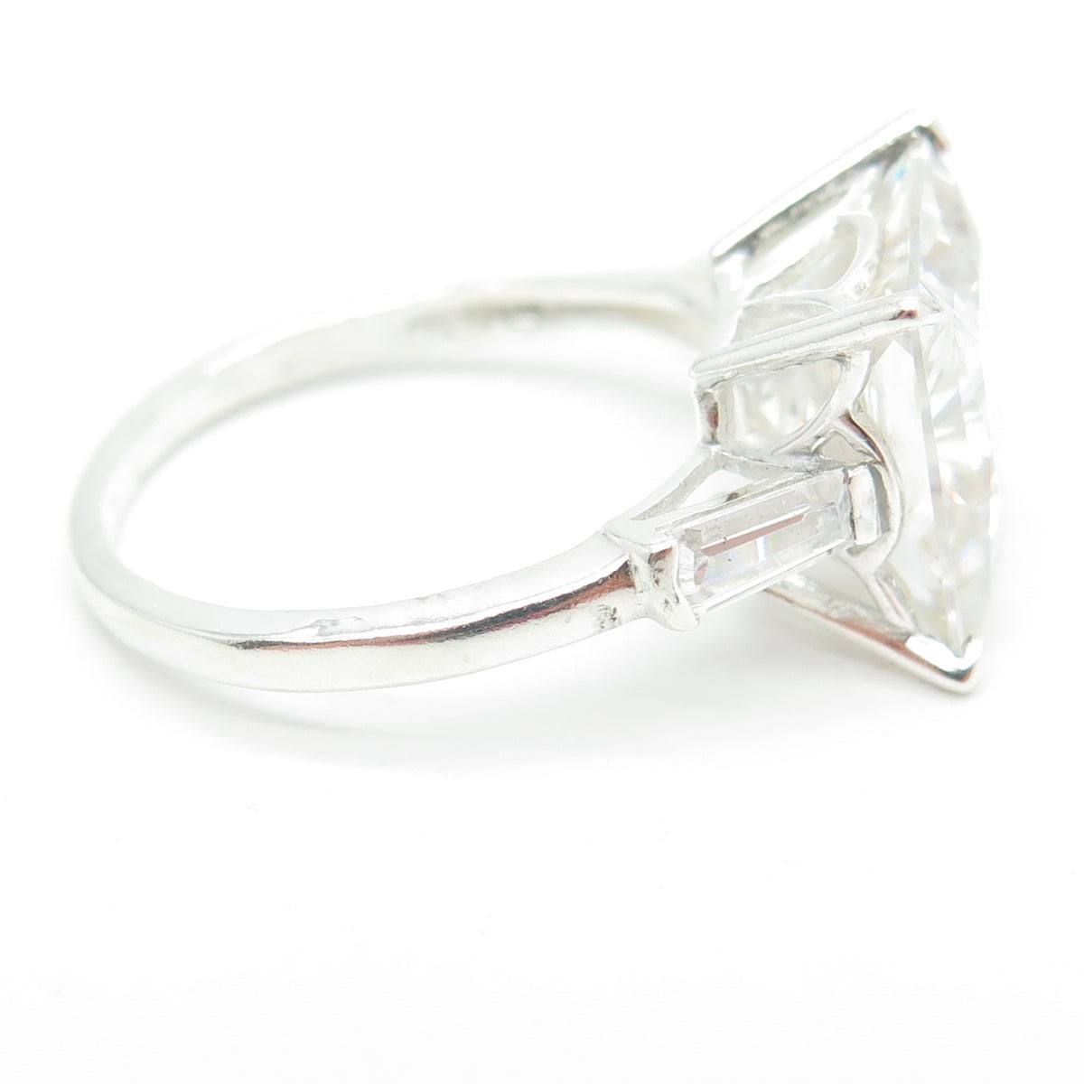 925 Sterling Silver Princess-Cut C Z Engagement Ring Size 11.25