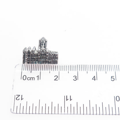925 Sterling Silver Antique Chateau Frontenac Quebec Minimalist 3D Charm Pendant