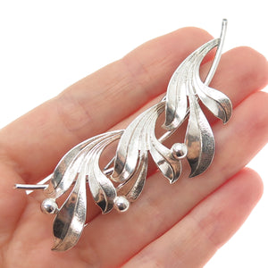FORSTNER 925 Sterling Silver Antique Art Deco Floral Leaf Pin Brooch