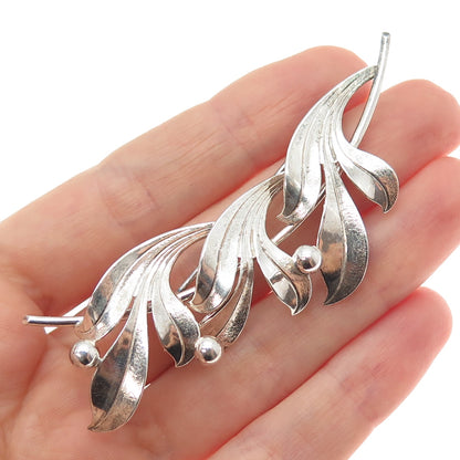 FORSTNER 925 Sterling Silver Antique Art Deco Floral Leaf Pin Brooch