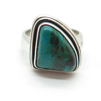 925 Sterling Silver Vintage Real Kingman Turquoise Shark Fin Ring Size 8.25