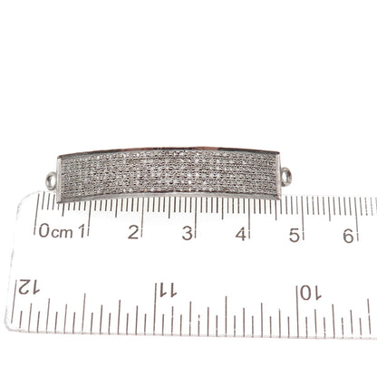 925 Sterling Silver Real Round-Cut Diamond ID Bracelet Centerpiece Part