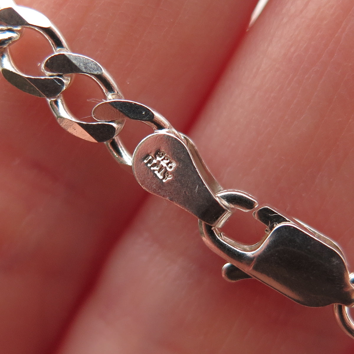 925 Sterling Silver Vintage Italy Figaro Link Bracelet 7.25"