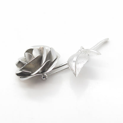 RAIMOND SILVER MFG CO. 925 Sterling Silver Vintage Handmade Rose Flower Brooch