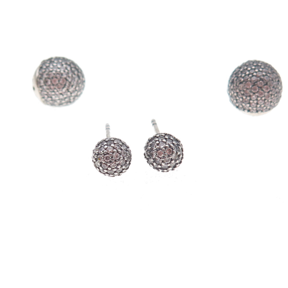 Pandora 925 Sterling Silver Round-Cut C Z Ball Stud Earrings