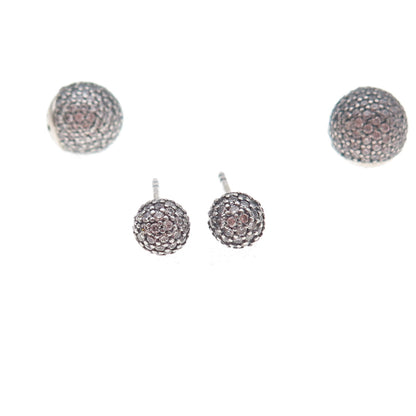 Pandora 925 Sterling Silver Round-Cut C Z Ball Stud Earrings