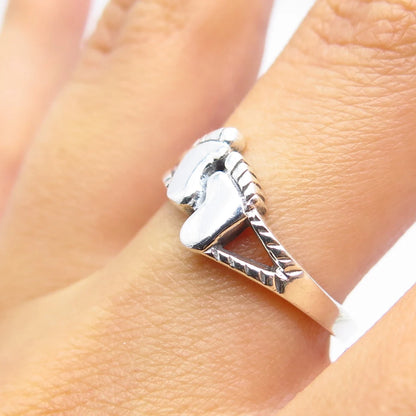 925 Sterling Silver Vintage Footprint Ring Size 5.75