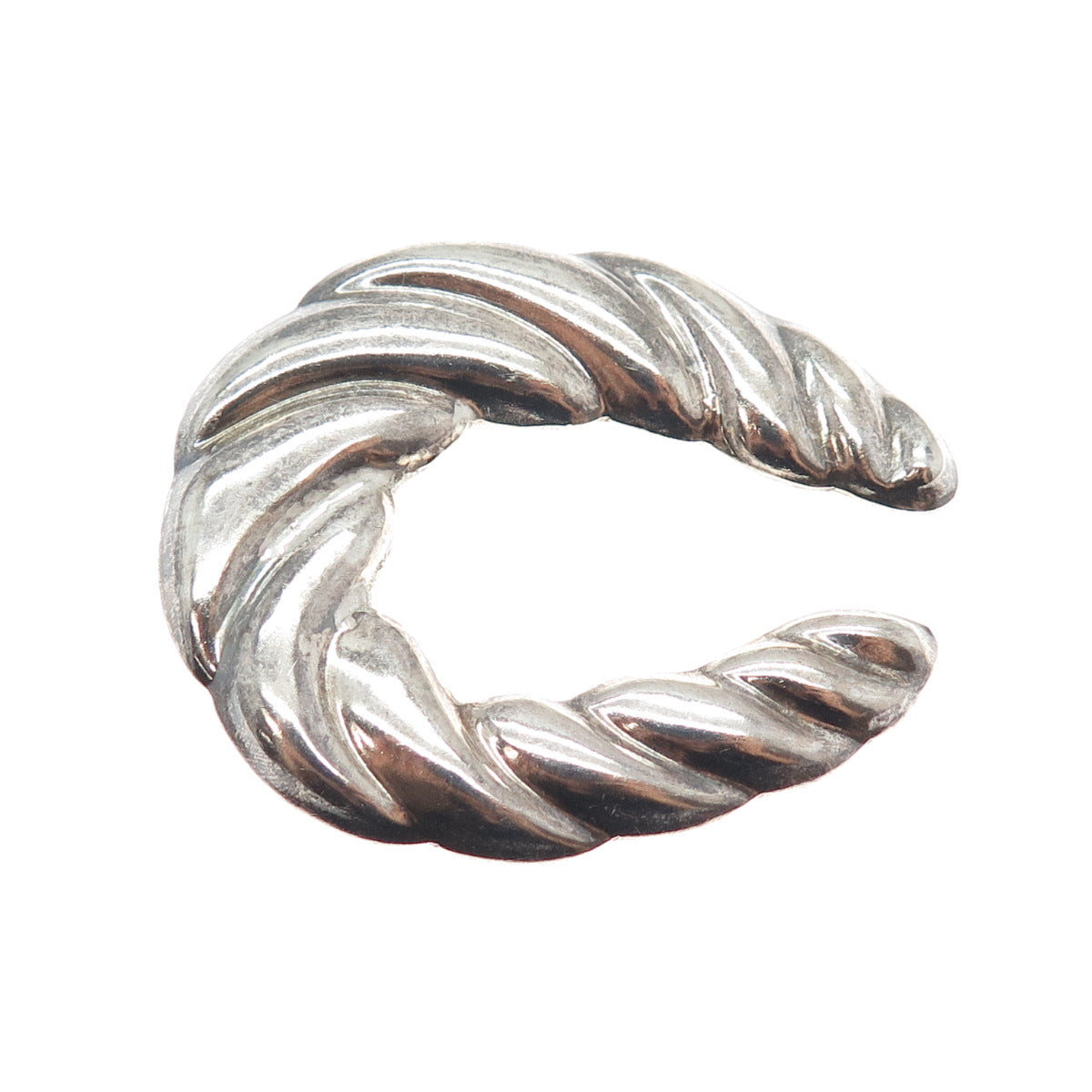 925 Sterling Silver Vintage Mexico Twisted Horseshoe Oxidized Pin Brooch Pendant