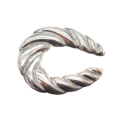 925 Sterling Silver Vintage Mexico Twisted Horseshoe Oxidized Pin Brooch Pendant