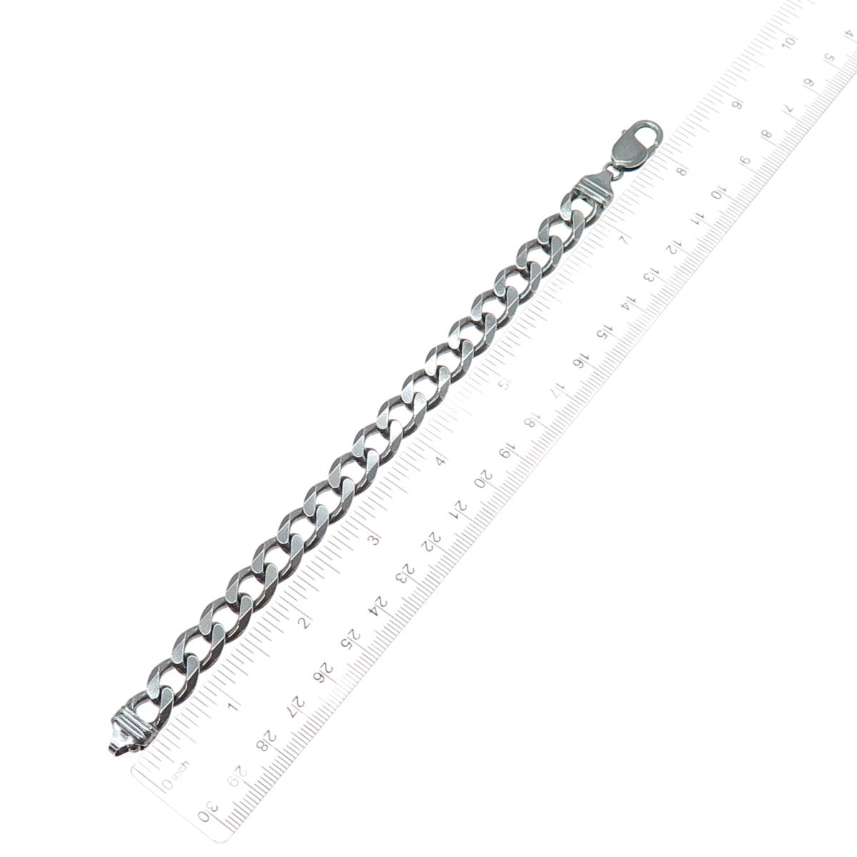 925 Sterling Silver Vintage Italy Curb Link Oxidized Bracelet 8"