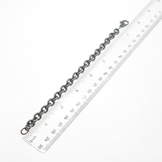 925 Sterling Silver Vintage Cable Link Oxidized Bracelet 7"