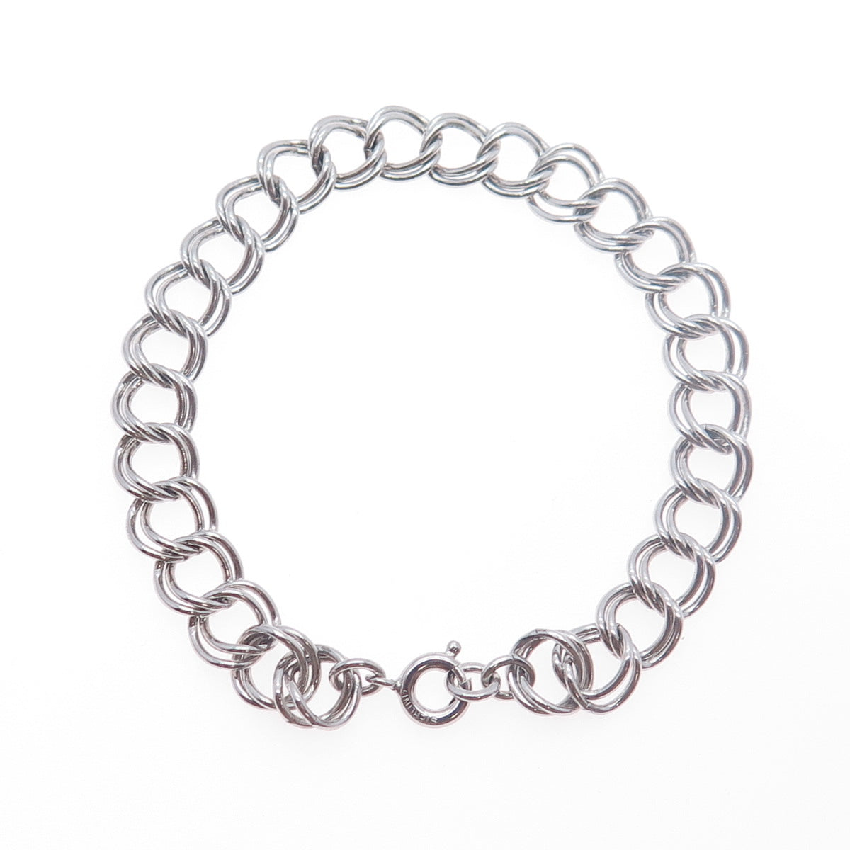 925 Sterling Silver Vintage Double Curb Link Bracelet 7"